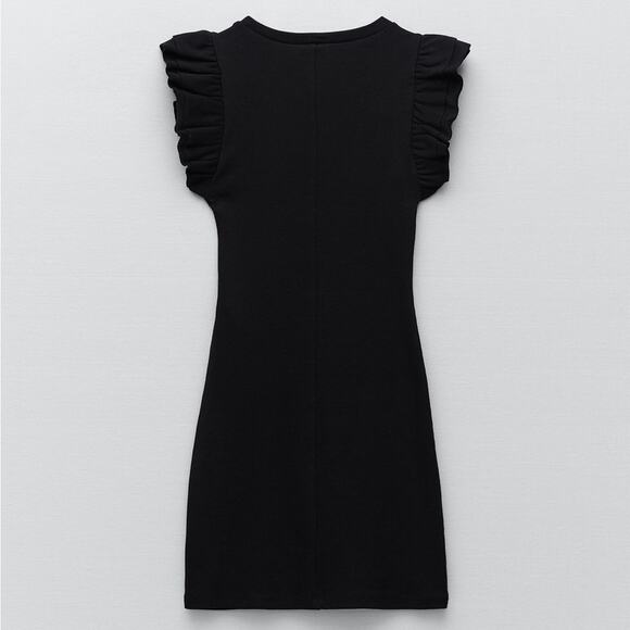 ZARA Ruffle Ribbed Fitted Dress - Picture 3 of 10